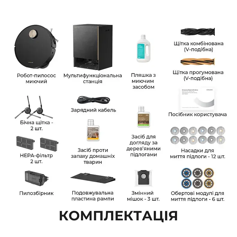 Робот-пилосос миючий Dreame MatriX 10 Ultra Black - фото - №14