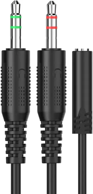 Кабель-перехідник (сплітер) ESH series, 0.2м x2*3.5мм female to 3.5mm male (ACC412) Black - фото - №3