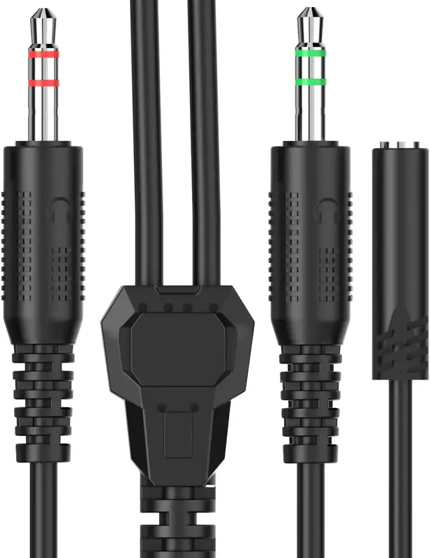 Кабель-перехідник (сплітер) ESH series, 0.2м x2*3.5мм female to 3.5mm male (ACC412) Black - фото - №4