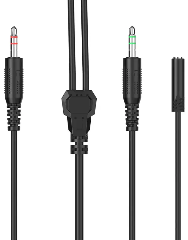 Кабель-перехідник (сплітер) ESH series, 0.2м x2*3.5мм female to 3.5mm male (ACC412) Black - фото - №0