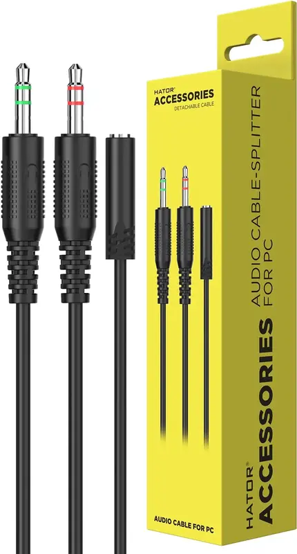 Кабель-перехідник (сплітер) ESH series, 0.2м x2*3.5мм female to 3.5mm male (ACC412) Black - фото - №2