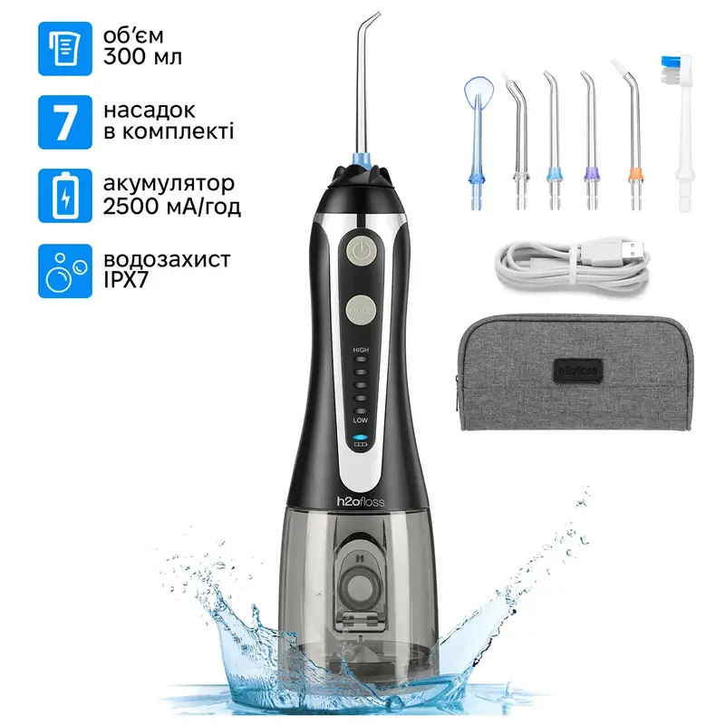 Ирригатор H2OFloss HF-2 Black - фото - №0