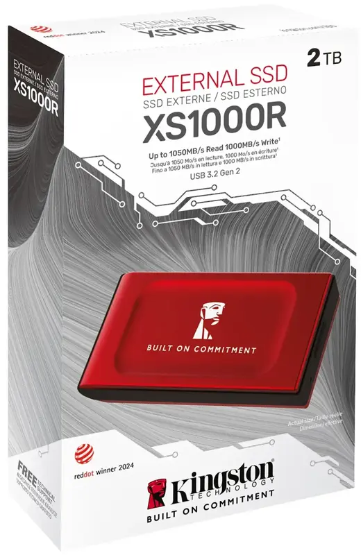 Зовнiшнiй SSD Kingston XS1000 2TB (SXS1000/2000GA) USB 3.2 Gen 2 Type-C червоний - фото - №2