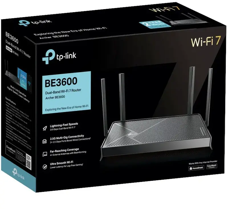 Citrus9 Router Iнтернет роутер TP-Link Archer BE3600 Wi-Fi 7 (2.4Gz/5Gz) 688+2882Мбит ...
