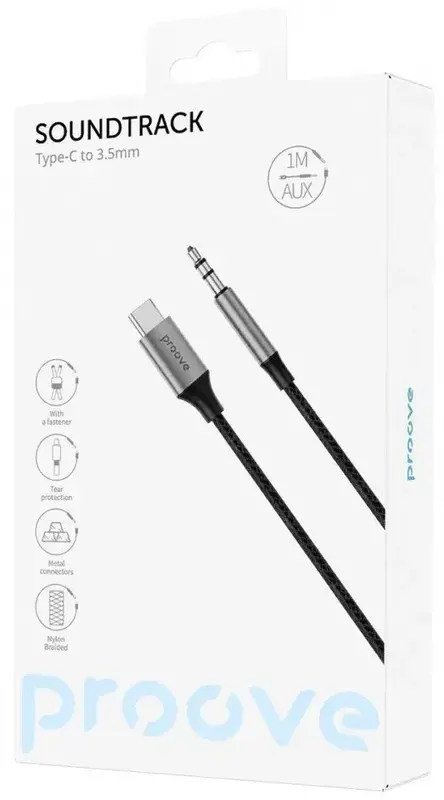 Кабель AUX Proove SoundTrack USB-С to 3.5mm 1М чорний - фото - №2