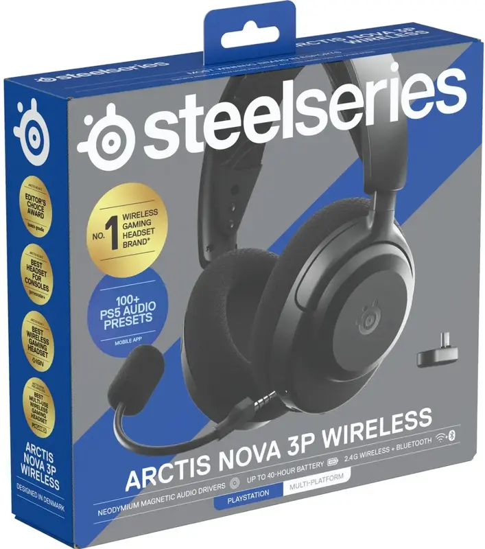 Ігрова гарнітура SteelSeries Arctis Nova 3P Wireless MultiPlatform Black - фото - №4