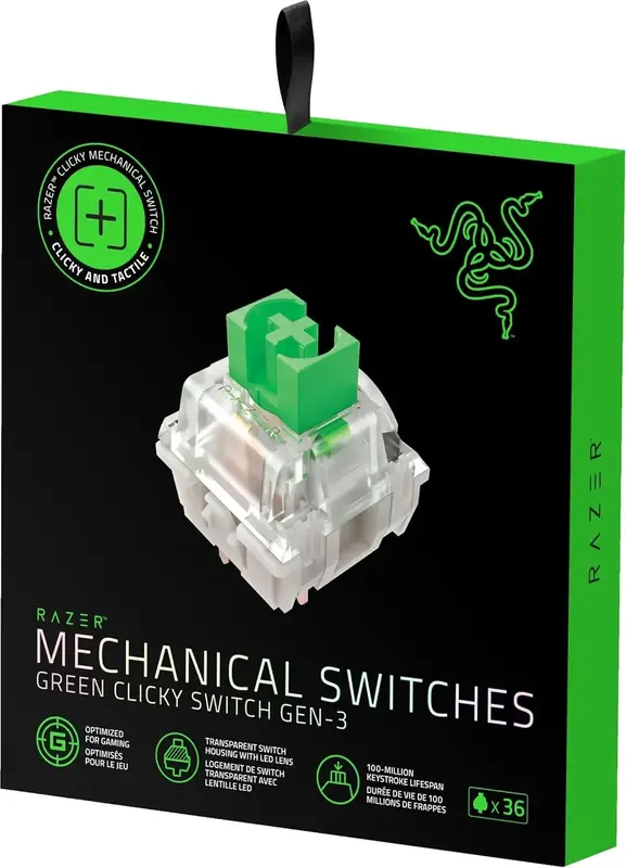 Набір свічів RAZER Mechanical Switches Pack, Green clicky switch (RC21-02040200-R3M1) - фото - №3