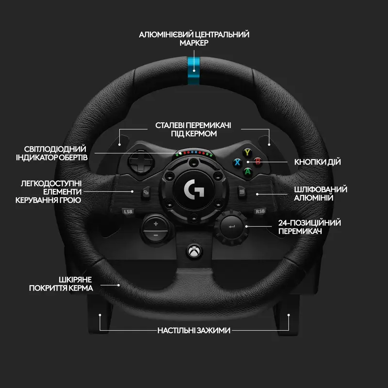 Кермо Logitech G923 PC/XB - BLACK - USB (L941-000158) - фото - №7