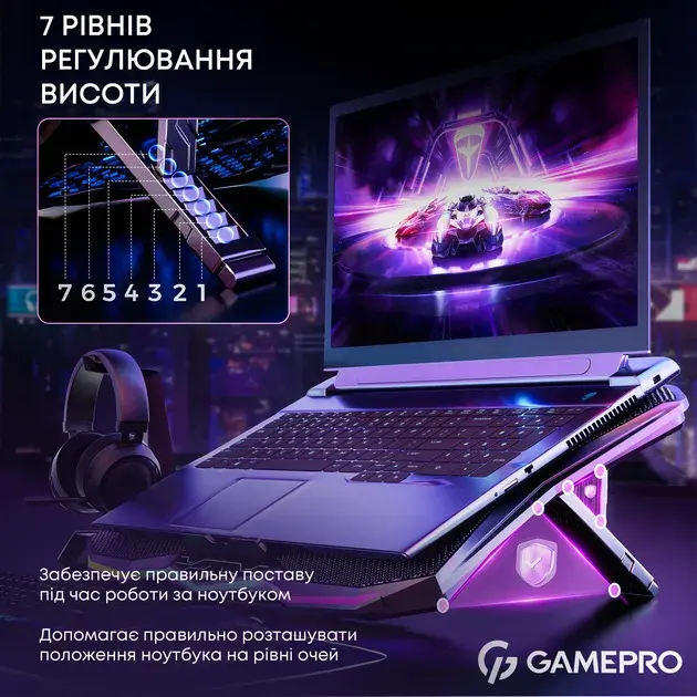 Охолоджуюча підставка для ноутбука Gamepro CP680 - фото - №4