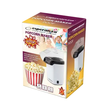Пристрій для приготування попкорну ESPERANZA Popcorn Maker Poof 1200W White, обмінна гарантія, EKP00 - фото - №2