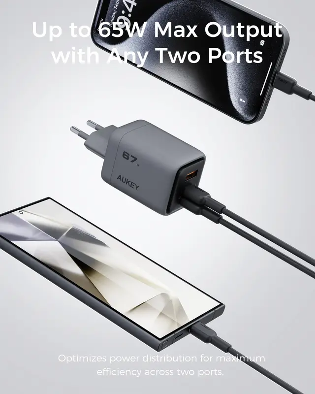 Ун. СЗУ Aukey Comet Mix (PA-C3) 67W GaN 2хType-C + USB - фото - №9