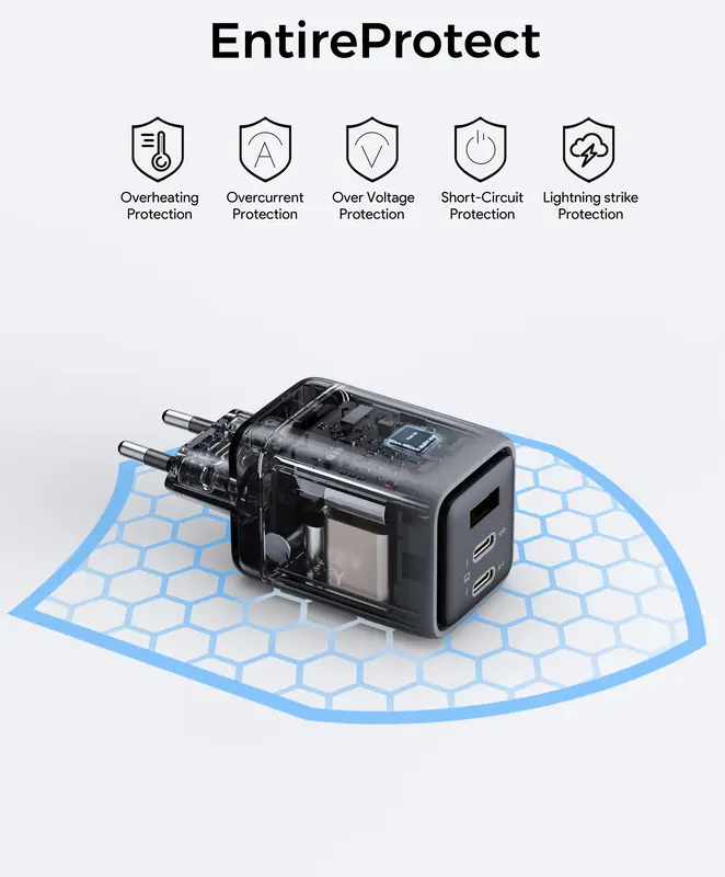 Ун. СЗУ Aukey Comet Mix (PA-C3) 67W GaN 2хType-C + USB - фото - №1