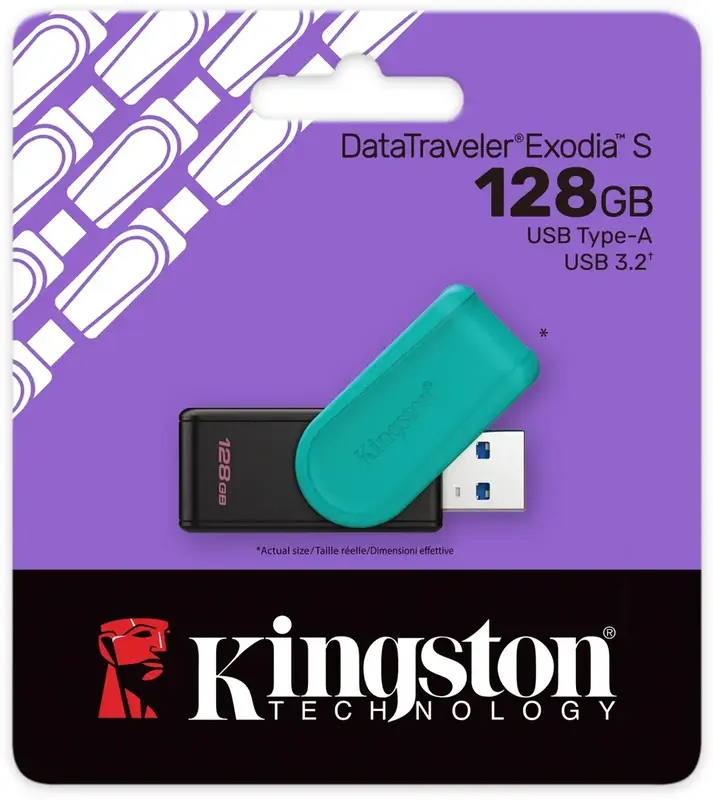USB-Flash Kingston Exodia S 128Gb чорна/бiрюзова - фото - №3