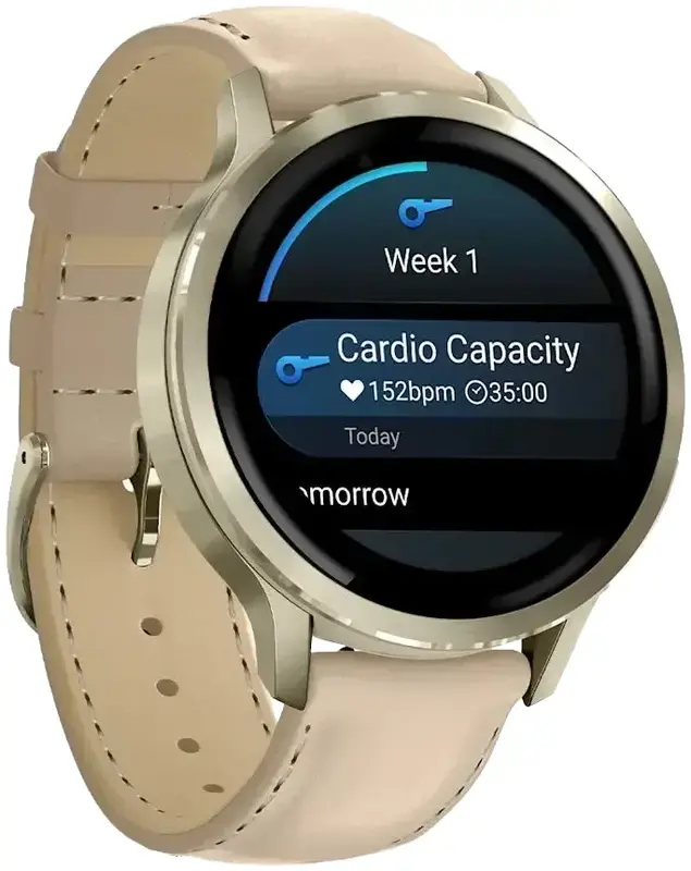 Смарт-годинник Garmin Venu 4 (41 мм) місячне золото із силіконовим та шкіряним ремінцями - фото - №2