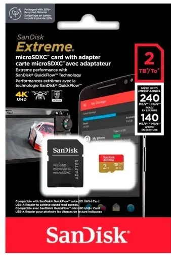 Карта пам'яті microSD SanDisk 2 TB microSDXC U3 V30 A2 Extreme (SDSQXAV-2T00-GN6MA) - фото - №4