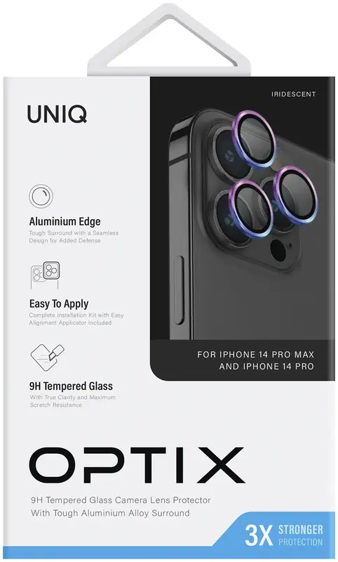 Захисне скло для камери iPhone 14 pro/14 pro Max Uniq OPTIX IRIDESCENT (UNIQ-IP6.1P-6.7PM-LENSIRD) - фото - №3