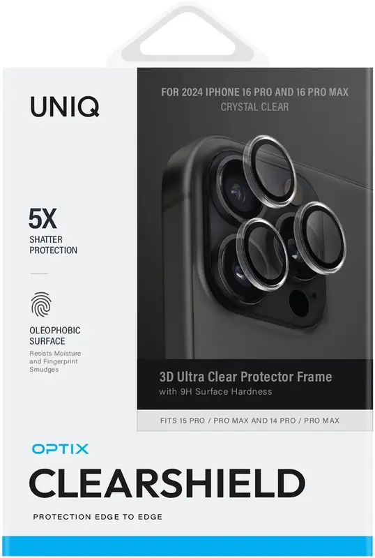 Захисне скло для камери iPhone 16 Pro/16 Pro Max UNIQ OPTIX CAMERA LENS PROTECTOR - CRYSTAL CLEAR (UNIQ-IP6.3P-6.9P(2024)-LENSCLR) - фото - №4