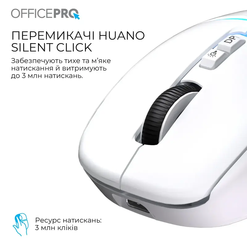 Миша OfficePro M468W Silent Click Wireless White - фото - №8