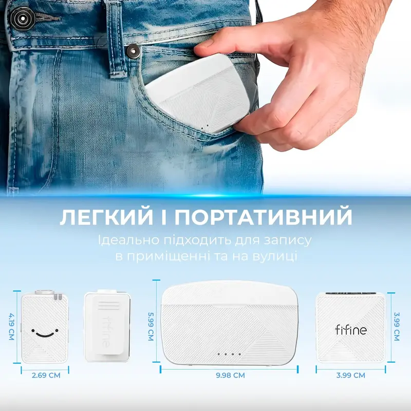 Петличний мікрофон Fifine M9W White - фото - №10