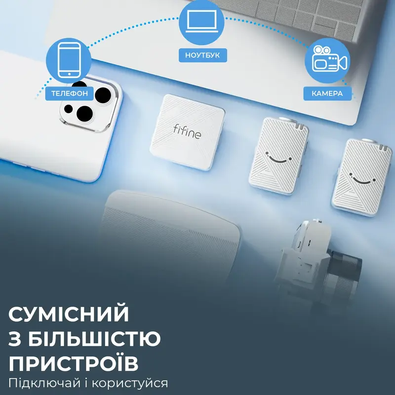 Петличний мікрофон Fifine M9W White - фото - №6