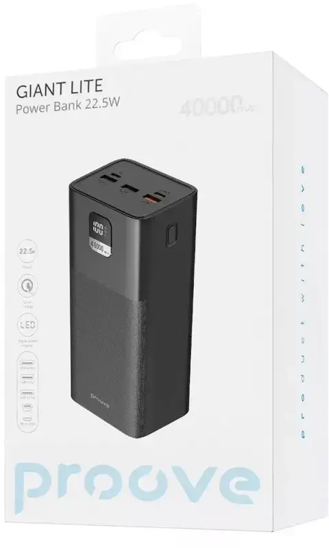 Порт.ЗУ Proove Giant Lite 22.5W 40000mAh чорный - фото - №5