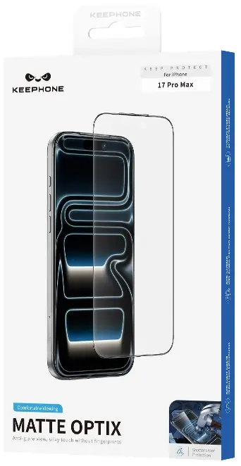 Защитное стекло Keephone KP-SPG003 MATTE OPTIX glass iPhone 17 Pro Max (KPMAOP17PMBK) - фото - №4