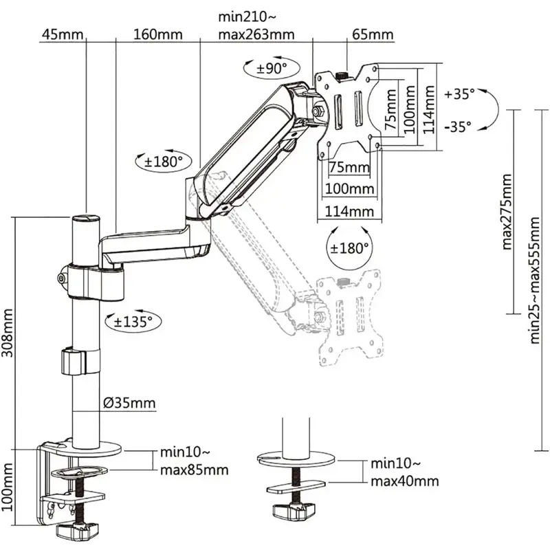 Настільне кріплення для монітора OfficeProMA721B 17-32" 1-9 кг Black - фото - №11