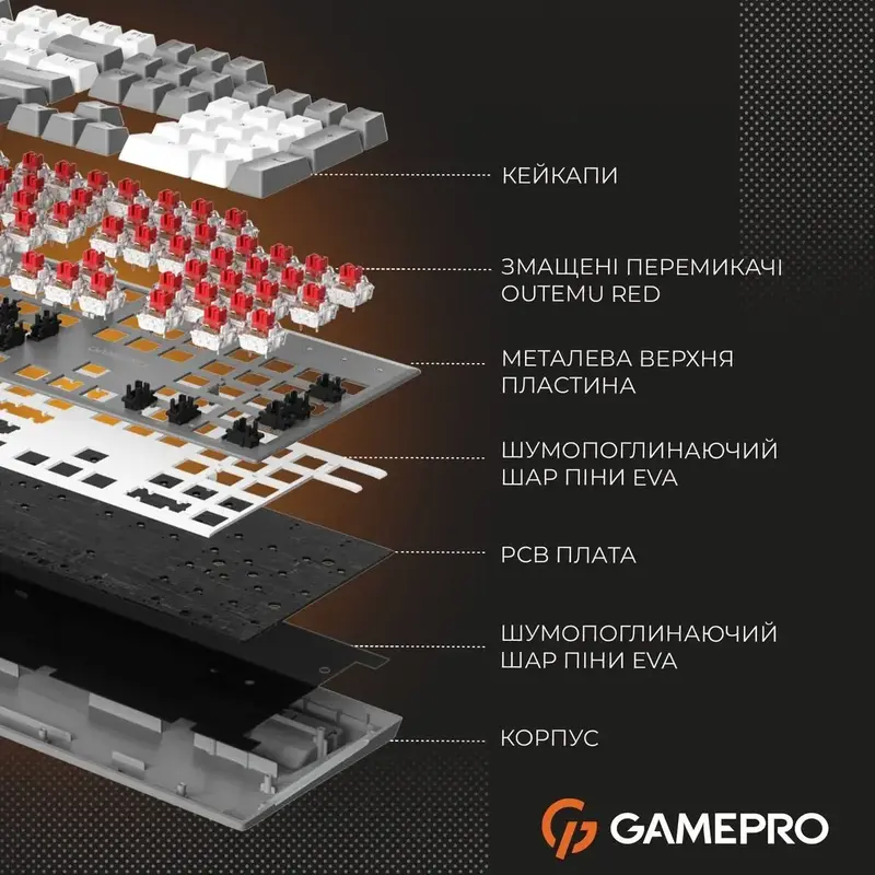 Клавіатура дротова GamePro Genesis Metallic MK144G Outemu Red Swithes USB Gray - фото - №14