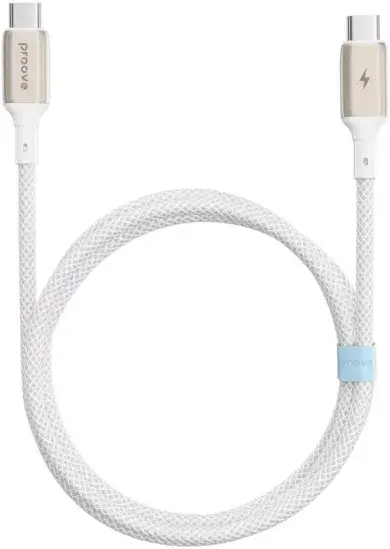 Kабель USB-С to USB-С Proove Dense Metal 1M (60W) бiлий - фото - №2