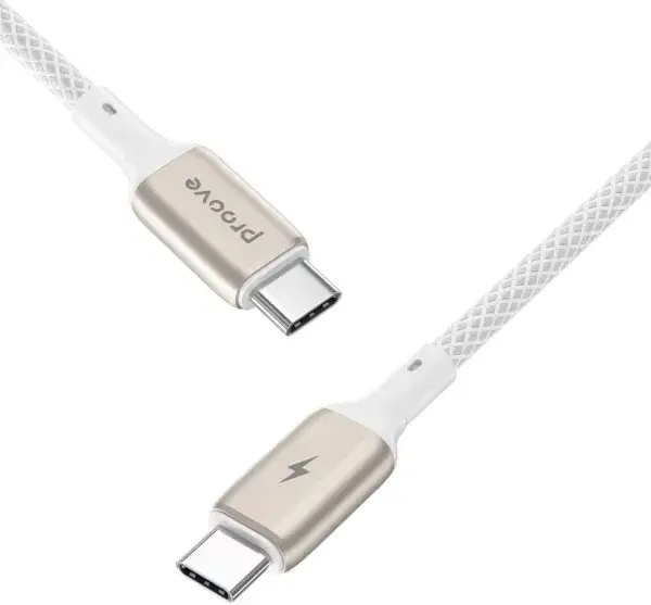 Kабель USB-С to USB-С Proove Dense Metal 1M (60W) бiлий - фото - №1
