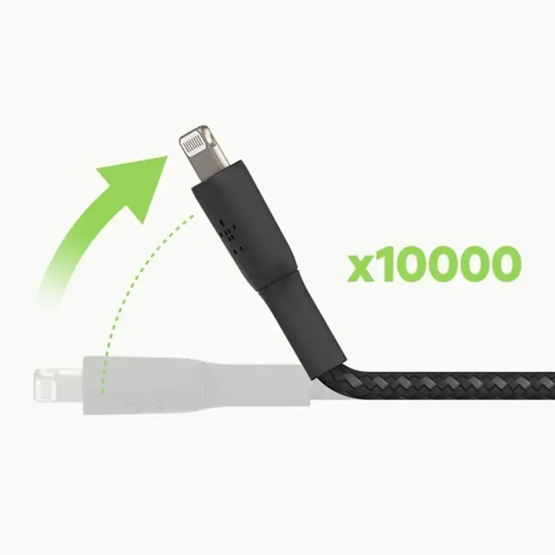 Kабель USB - Lightning Belkin 1M (12W) плетений, білий - фото - №2