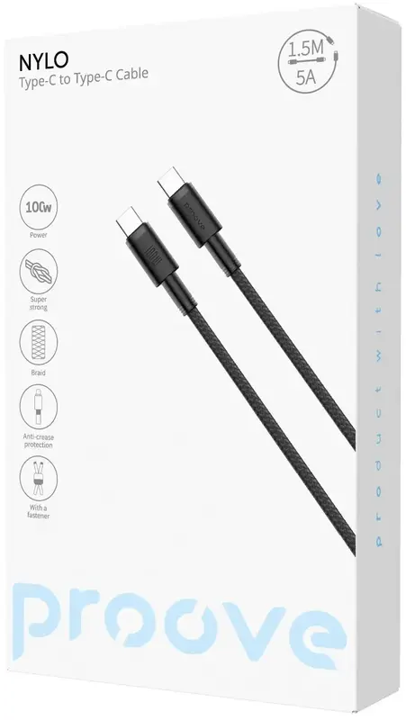 Kабель USB-С to USB-С Proove Nylo 1.5M (100W) чорний - фото - №4