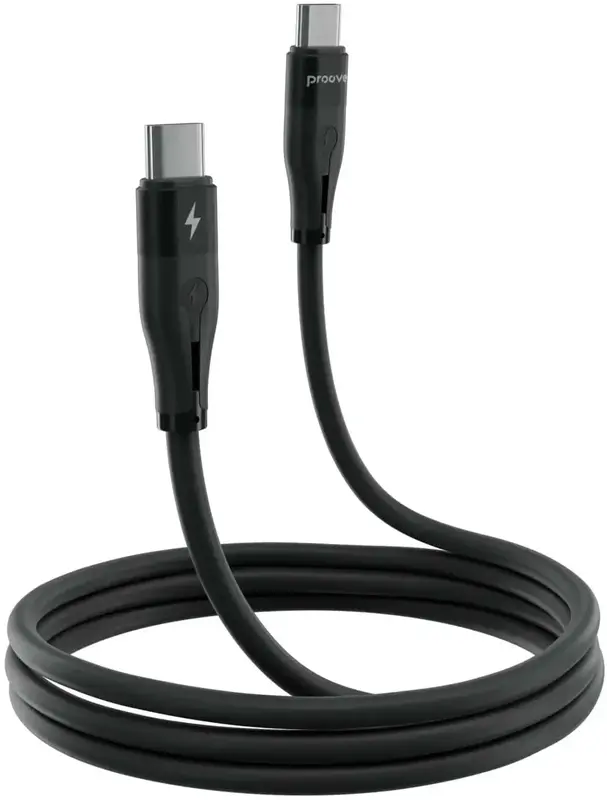 Kабель USB-С to USB-С Proove Soft Silicone 1M (60W) чорний - фото - №1