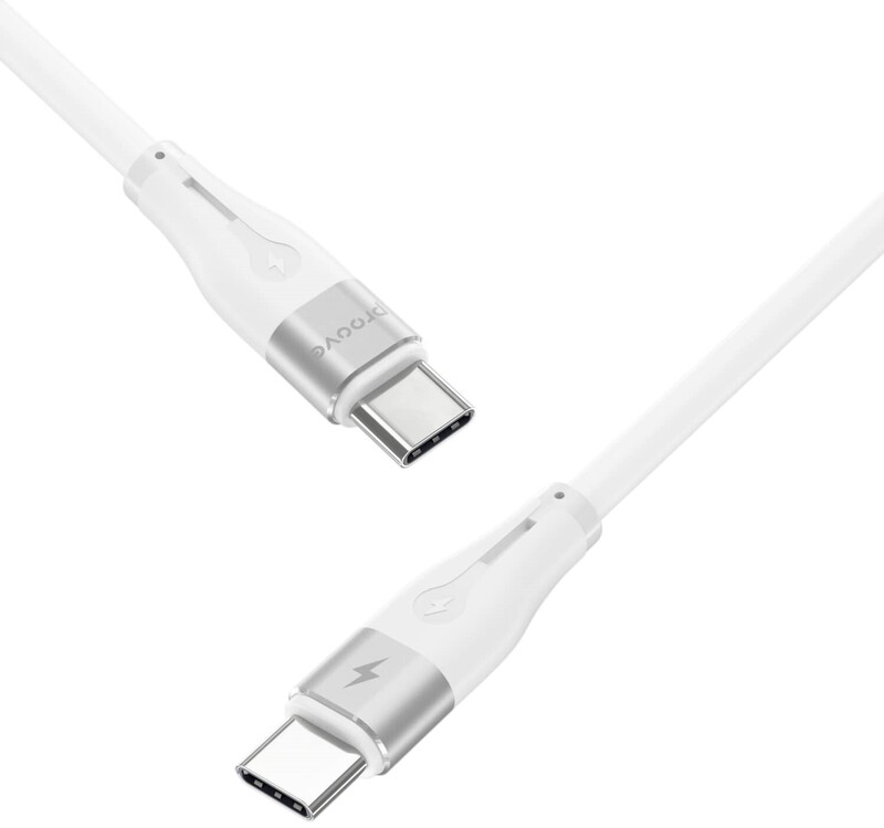 Kабель USB-С to USB-С Proove Soft Silicone 2M (60W) бiлий - фото - №2