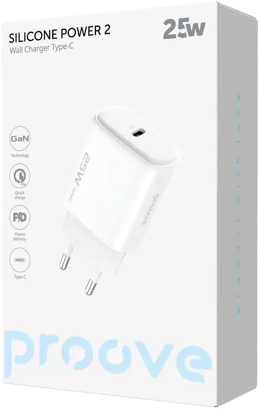 Ун. МЗП Proove Silicone Power 2 25W Type-C бiлий - фото - №5