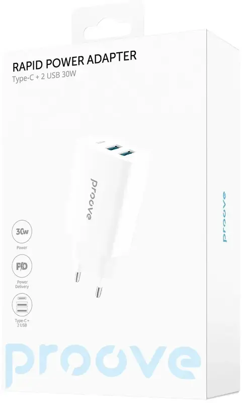 Ун. МЗП Proove Rapid 30W 2xUSB-A + Type-C белый - фото - №10