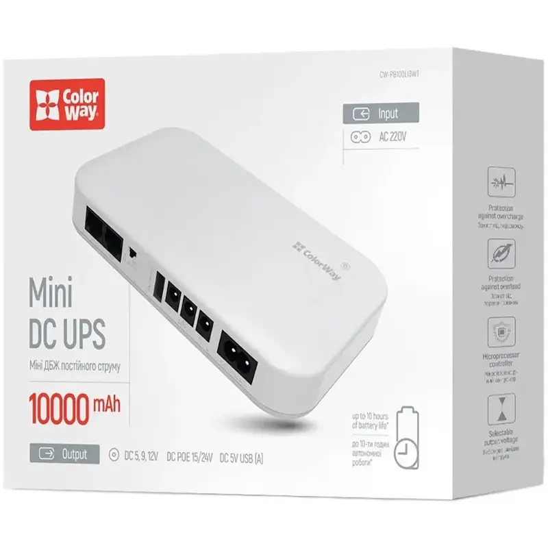 Порт.ДБЖ для WiFi маршрутизатора ColorWay UPS FOR ROUTER 10000mAh