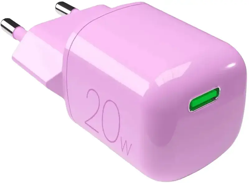 Ун.МЗП Puro wall charger 20W USB-C GaN рожевий - фото - №0