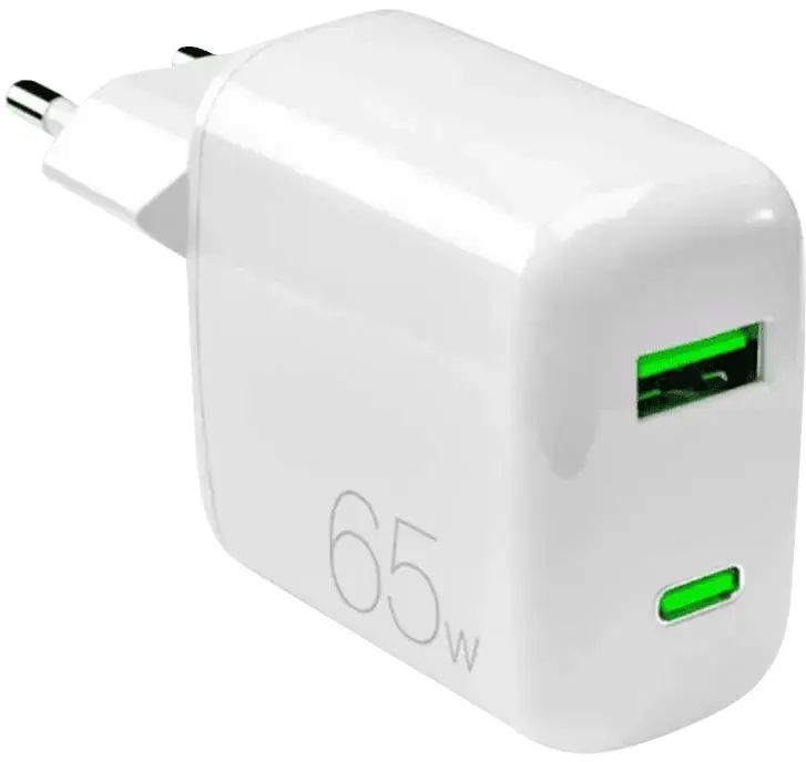 Ун.МЗП Puro wall charger 65W USB-C + USB-A GaN білий - фото - №0
