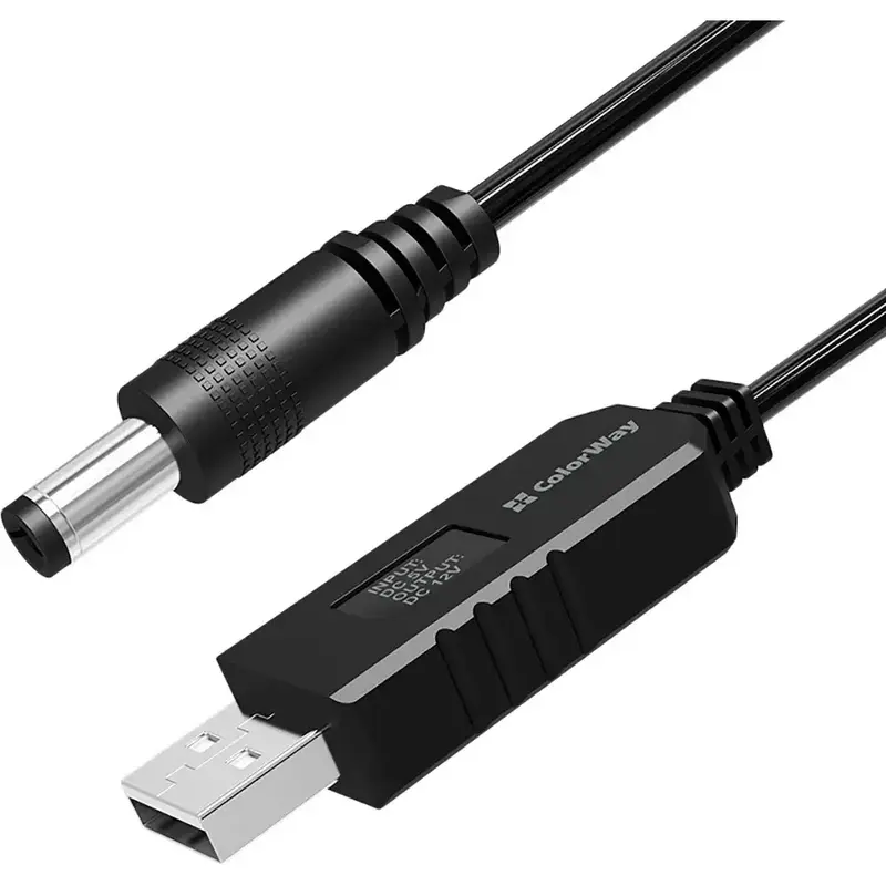 Кабель живлення Colorway USB - DC 5.5х2.5mm 12V 1 м (CW-CBUD067-BK) чорний - фото - №0