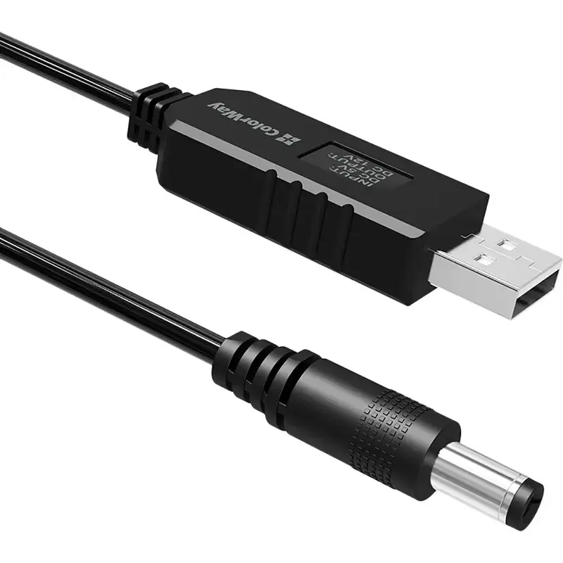 Кабель живлення Colorway USB - DC 5.5х2.5mm 12V 1 м (CW-CBUD067-BK) чорний - фото - №3