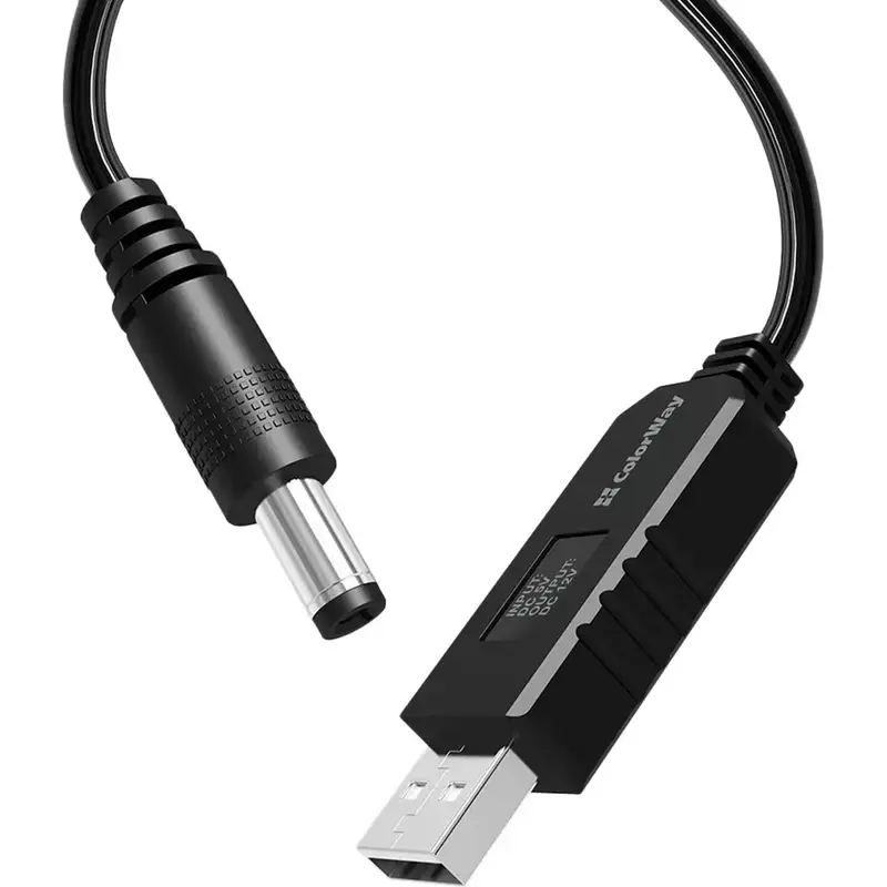 Кабель живлення Colorway USB - DC 5.5х2.5mm 12V 1 м (CW-CBUD067-BK) чорний - фото - №2