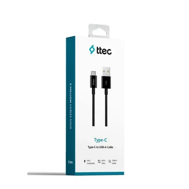 Kабель USB to USB-C Ttec (2DK12S) 1.2M чорний - фото - №1