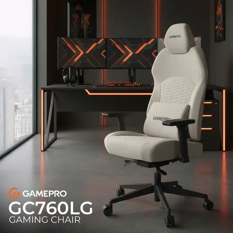 Крісло ігрове GamePro GC760LG Fabric Light Gray - фото - №9