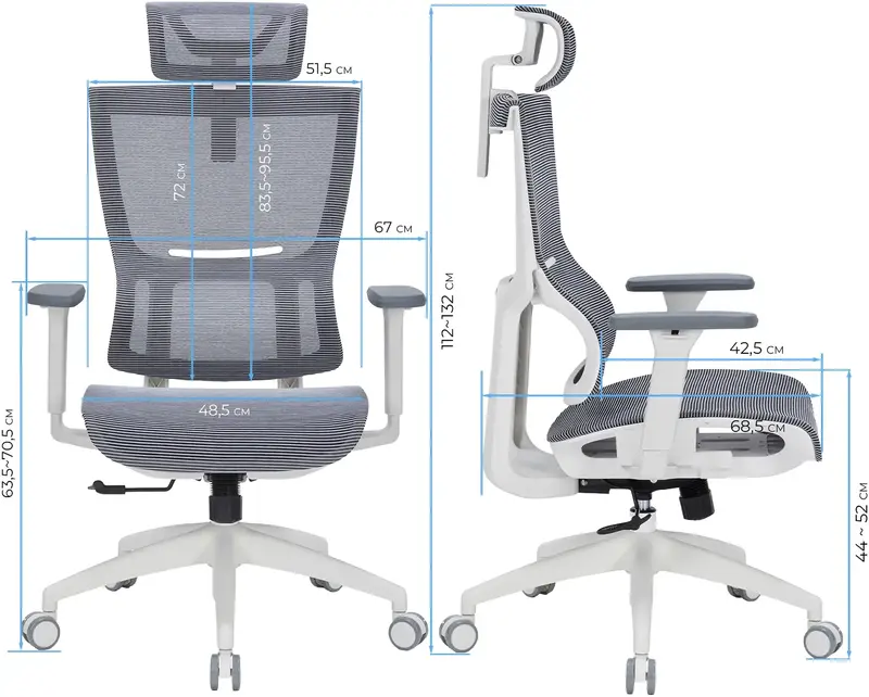 Кресло офисное Officepro Elegant OC660-W-DG-DG White/Dark Gray - фото - №14