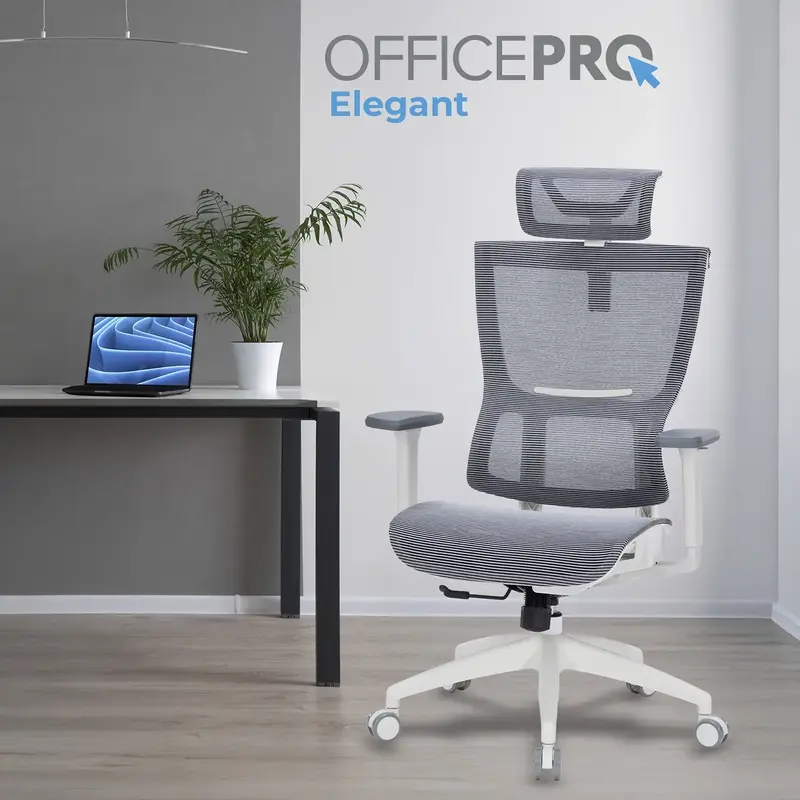 Кресло офисное Officepro Elegant OC660-W-DG-DG White/Dark Gray - фото - №6