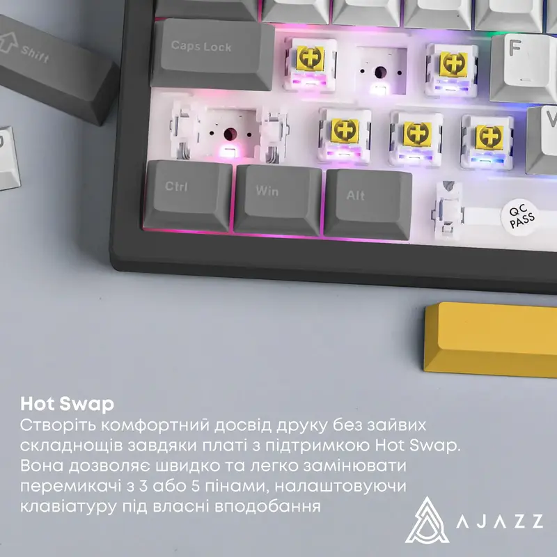 Клавіатура Ajazz AK650 Moon Yellow Switch Black USB-C (AK650-MY-GWY) - фото - №11