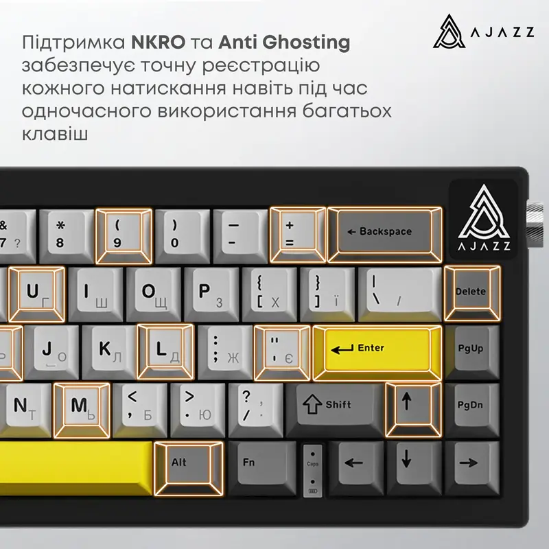 Клавіатура Ajazz AK650 Moon Yellow Switch Black USB-C (AK650-MY-GWY) - фото - №12