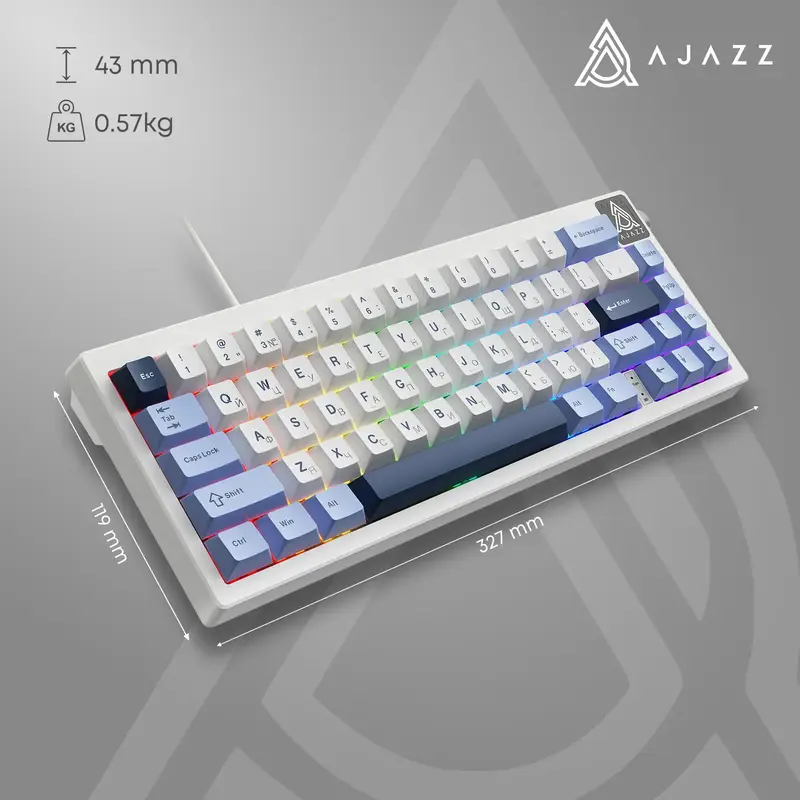 Клавіатура Ajazz AK650 Sea Salt Switch White USB-C (AK650-SS-BWB) - фото - №14