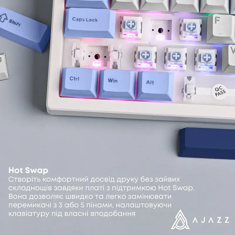 Клавіатура Ajazz AK650 Sea Salt Switch White USB-C (AK650-SS-BWB) - фото - №11
